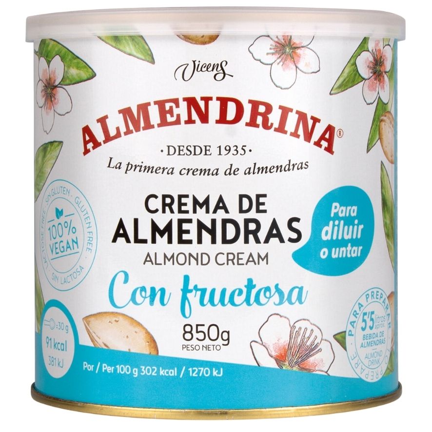 Crema Almendras con Fructosa SinGluten Vegan 850g Almendrina