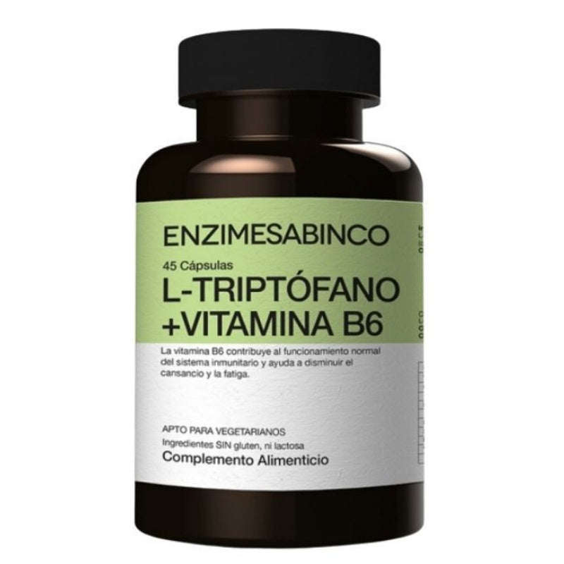 Triptofano Vitamina B6 500mg SinGluten 45caps Enzime Sabinco