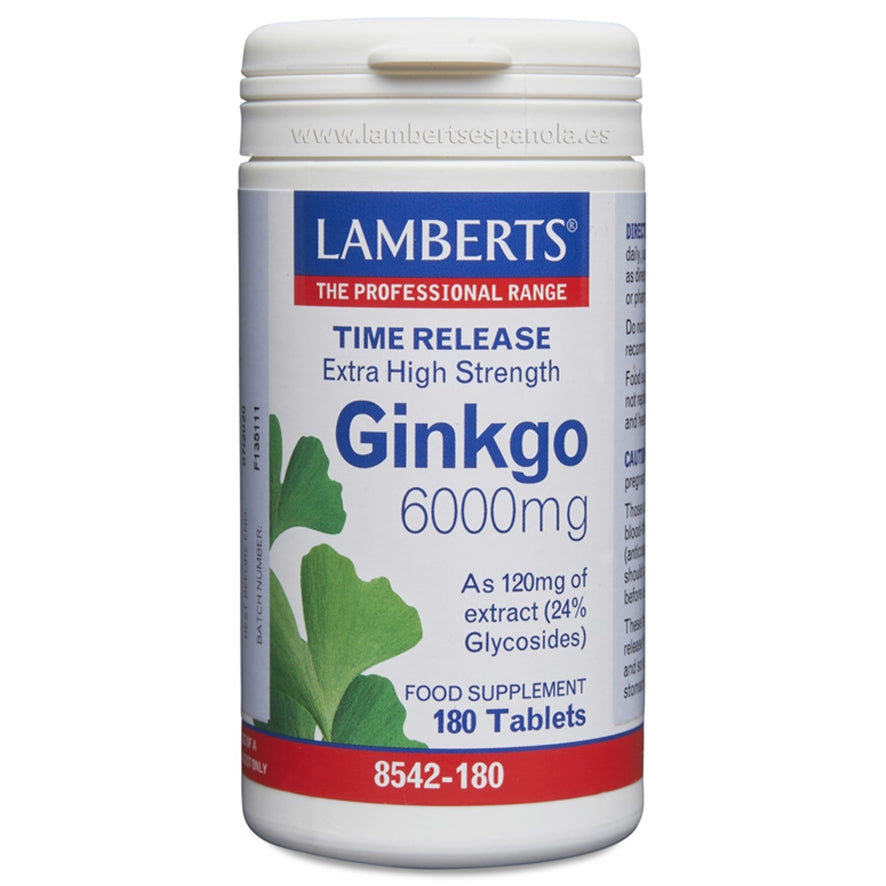 Ginkgo Biloba Extra Alta Potencia 6000Mg Vegan 180comp Lamberts