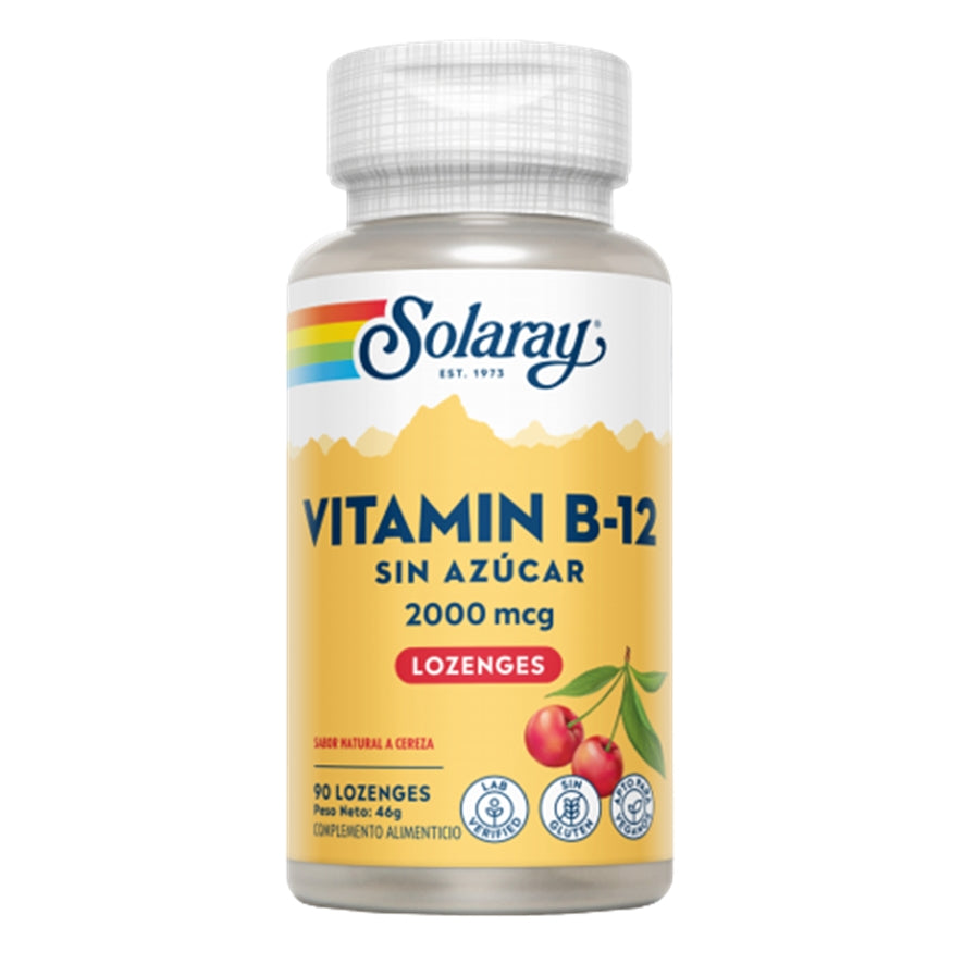 Vitamina B12 2000Mg Sublingual SinGluten Vegan 90comp Solaray