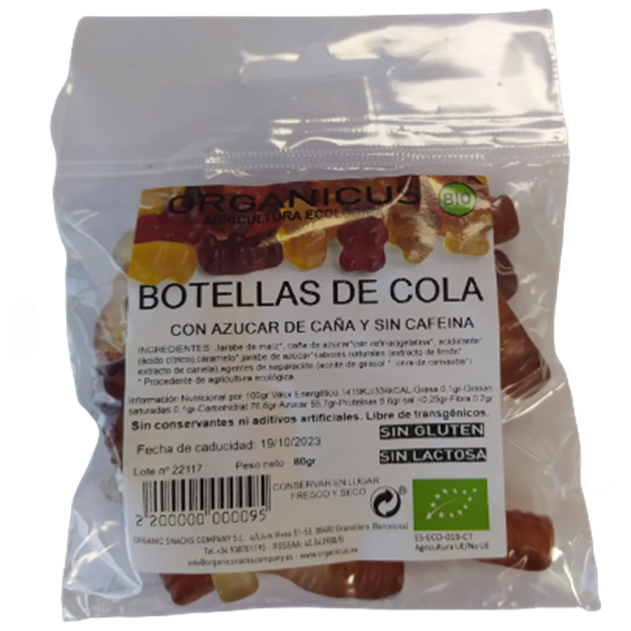 Golosinas Botellas de Cola SinGluten 80g Organicus