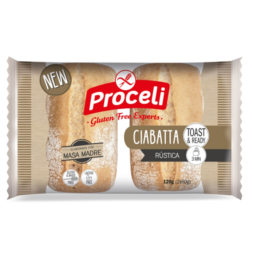 Pan Ciabatta Rustica SinGluten 2x60g Proceli