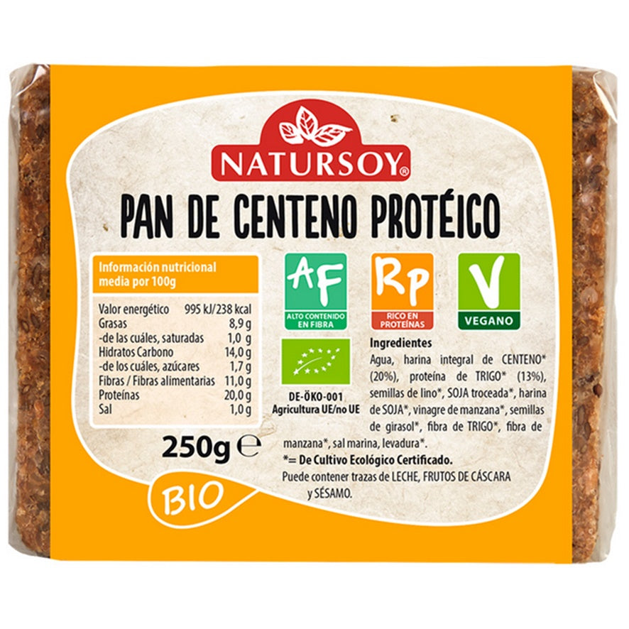 Pan de Centeno Proteico Bio Vegan 250g Natursoy