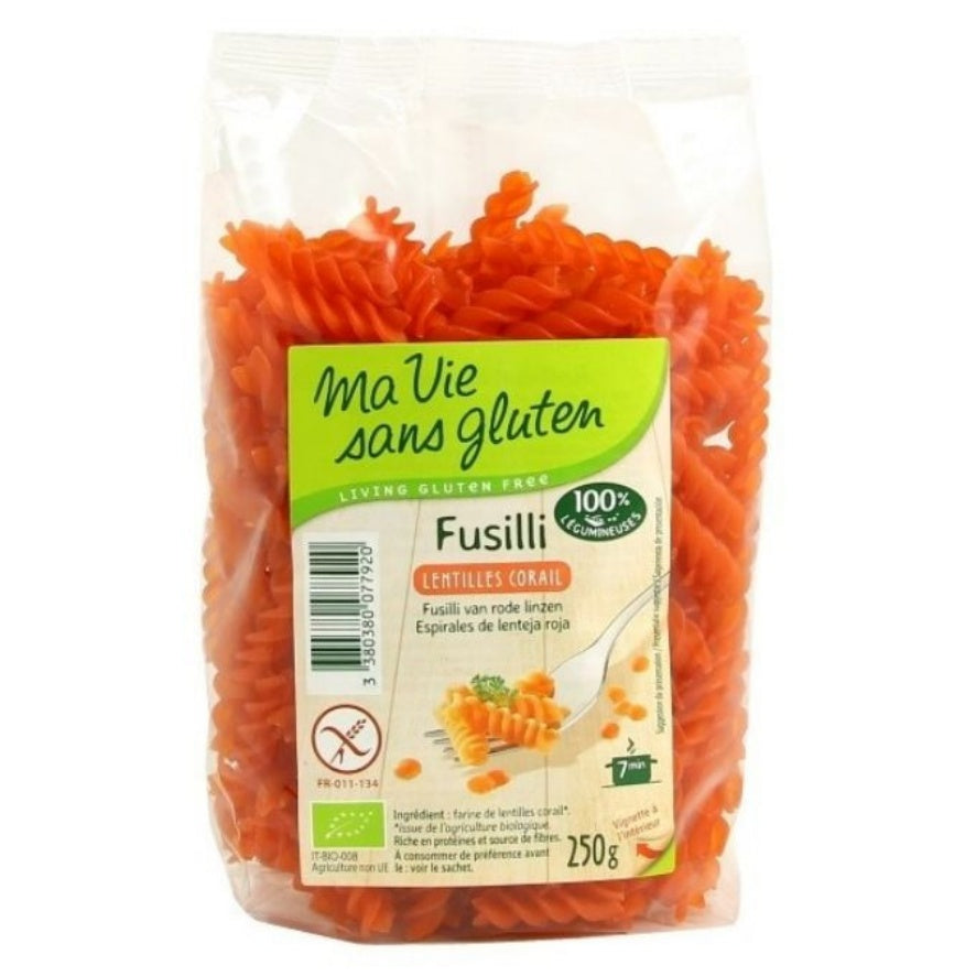 Fusilli Lenteja Roja Eco 250g Ma Vie Sans Gluten