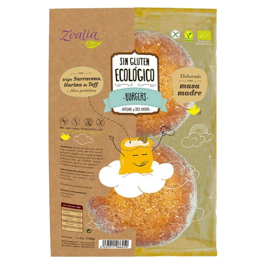 Pan de Hamburguesa SinGluten Eco Vegan 180g Zealia