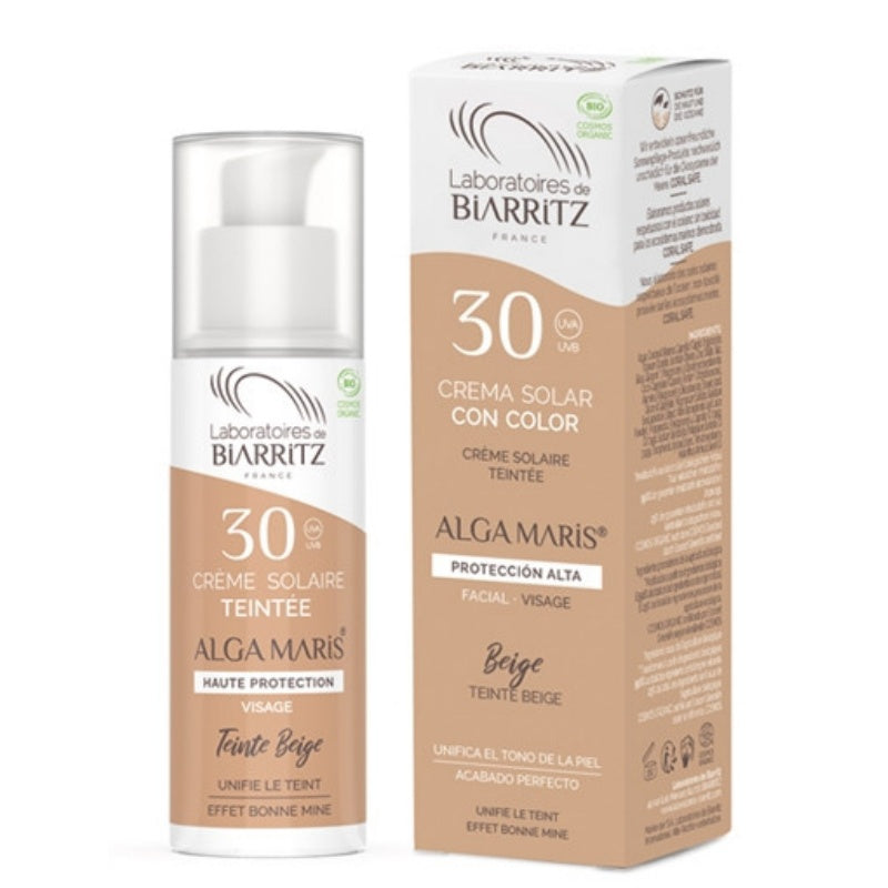 Crema Solar Facial Color Beige SPF30 Bio 50ml Biarritz