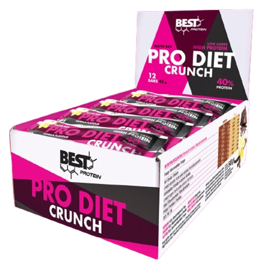 Barrita Proteica 40% Pro Diet Crunch Chocolate 12x45gr Best Protein